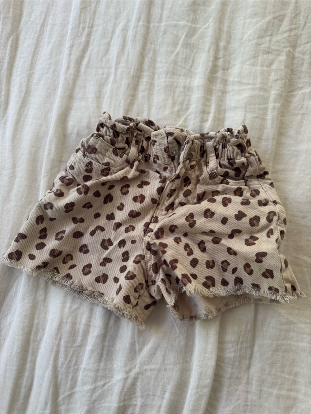 Zara Beige Leopard-Spot Girls' Shorts